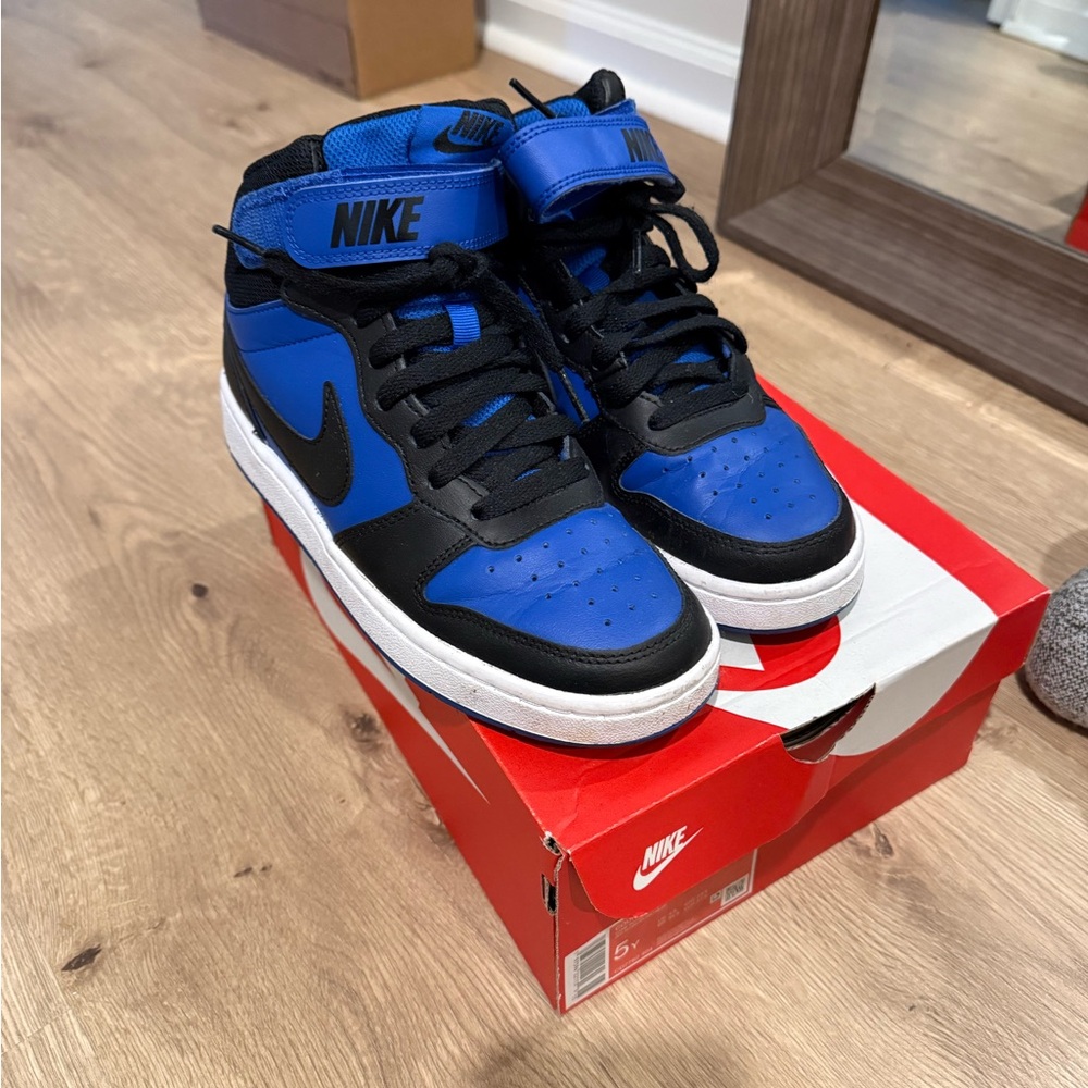 Nike Kids Black and Blue High-Top Sneakers